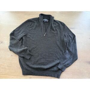 Club Room Men's Gray Merino Wool Blend Quarter Zip‎ Sweater Pullover